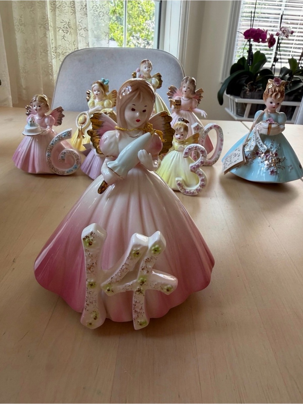 Vintage Josef Originals Birthday Angel 14 Year Old Figurine Japan Foil Label